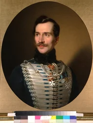 Retrato do príncipe Mikhail Fiodorovich Golitsyn (1800-1873) - Peinture de Sandor Kozina (1808-1873), huile sur toile (68x55 cm), estreia 1840 - Retrato do príncipe Mikhail Fiodorovich Golitsyn, óleo sobre tela de Sandor Kozina, início da década de 1840) M