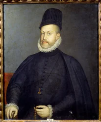 Retrato do rei de Espanha Filipe II (1527-1598). Pintura de Sofonisba Anguissola ou Anguisciola (1540-1625)