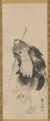 Gama Sennin Chinês Hou Xiansheng e seu sapo de três patas, período Edo, século XVIII.