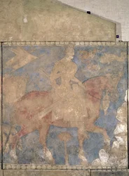 O heróico Rustam, de Penjikent, primeira metade do século VIII (pintura de parede sobre gesso)