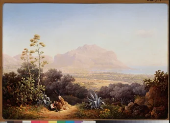 Vue de Palerme (Sicile, Italie) (Vista de Palermo) - Peinture de Sokrat Maximovich Vorobyev (Vorobiev) (1817-1888), huile sur toile