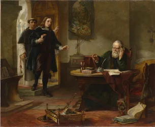 John Milton (1608-1674) visitando Galileu Galileu quando um prisioneiro da Inquisição par Hart, Solomon Alexander (1806-1881)