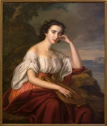 Safo. Pintura de Soma Orlay Petrich (1822-1880), óleo sobre tela, por volta de 1860. Arte húngara