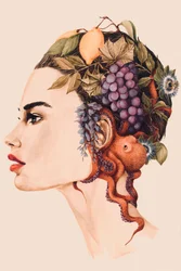 Retrato surreal de uma mulher-polvo