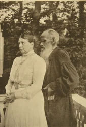 Autor russo Leo Tolstoy e sua esposa, Sophia, Rússia, década de 1890.
