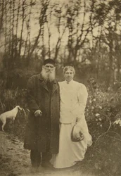 Autor russo Leo Tolstoy e sua esposa Sophia Tolstaya, Rússia, 1895