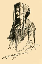 Uma capa Camlet, tirada de uma peça de roupa original, c1702, 1903, 1937.
