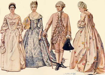 Roupa durante o reinado de George II 1750-1760, 1903, 1937.