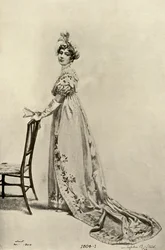 Vestido Empire usado na Filadélfia, agora em Memorial Hall, 1804, 1903, 1937.