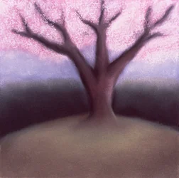 Árvore em flor (pastel sobre papel artesanal)