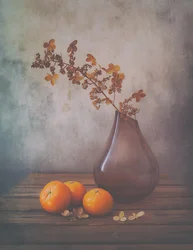 Natureza morta com tangerinas quentes