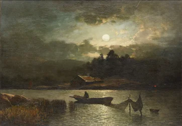 Pesca com redes à luz da lua (óleo sobre tela)
