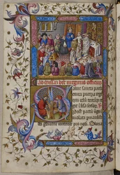 Adicionar. 28962, f.281v, Afonso V assiste à Missa, do Saltério e Horas de Afonso V de Aragão. c.1442 (velino)