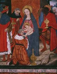 Adoração dos Magos, painel da Igreja de San Andrés de Tortura, final do século XV ao início do século XVI (madeira pintada)