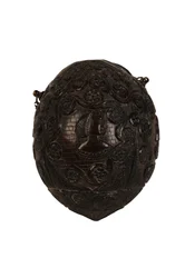 Balão de coco esculpido em pó, Spanish Colonial, c.1800 (coconut)