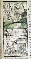 Códice da conquista do México: encontro dos emissários de Montezuma, ou Moctezuma II, imperador asteca, com os espanhóis