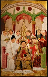 Consagração de um bispo (óleo sobre madeira)