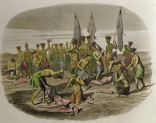 Missionários franciscanos mortos, desmembrados e devorados pelos índios das Caraíbas que tinham tentado evangelizar em 1516