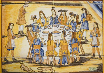 Cena do jantar (azulejos de cerâmica)