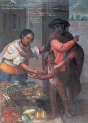De um homem de cor e de um mulato nasce uma criança escura (óleo sobre tela)
