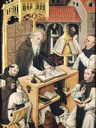 Interior de um Scriptorium, escola de Segovia