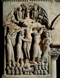 A Descida da Cruz, Mestre de São Domingos de Silos (século XII). Alívio na pedra