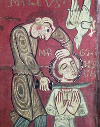 O Martírio de Santa Margarida de Antioquia, detalhe do frontal do altar do Convento de Santa Margarida de Vilaseca (tempera sobre painel de carvalho)