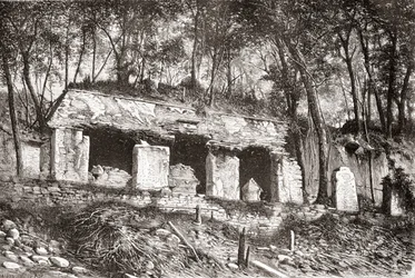 A, fachada, de, a, palácio, em, palenque, sulista, méxico