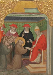 São Francisco perante o Papa Aprovação da Regra Franciscana, 13901400.