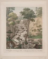Uma cachoeira em Liselund em Møn