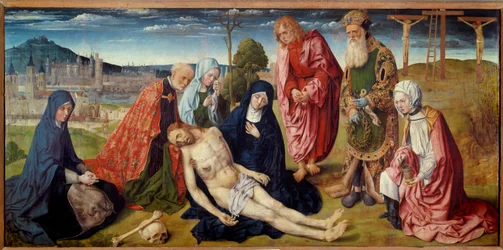 A pieta de Saint Germain des Pres (Saint-Germain-des-Pres) Pintura do Mestre de Saint Germain des Pres (activa por volta de 1500). Dim. 0,97x1,98 m.