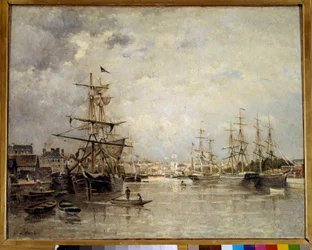 Le port de Caen Painting de Stanislas Lepine (1835-1892) 1859 Sun. 0,72x0,91 m Paris, musee d