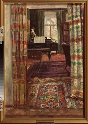 Interior com um piano de cauda