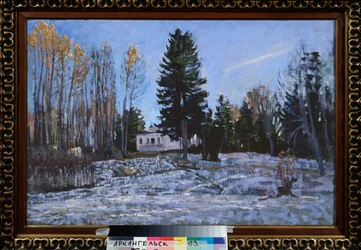 Uma antiga propriedade rural. Pintura de Stanislav Yulianovich Zhukovsky (Zhukovsky) (1873-1944), óleo sobre tela