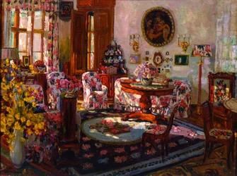 Interior da mansão Brasovo, 1912.