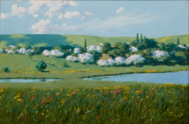 Paisagem de Primavera com um lago