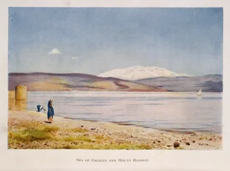 Mar da Galileia em direção ao Monte Hermon (na Síria), Palestina 1906