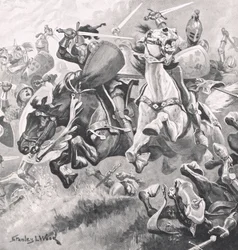 Batalha de Shrewsbury, 21 de julho de 1403, ilustração de "Batalhas Britânicas na Terra e no Mar", publicada por Cassell, Londres, c.1910
