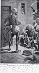 O Buraco Negro, antigo Fort William, 18 de junho de 1756, ilustração de «Hutchinsons History of the Nations», c. 1910