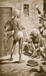 O Buraco Negro, antigo Forte William, 18 de junho de 1756, ilustração de «Hutchinsons History of the Nations», c. 1910