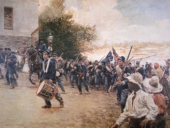General Sherman marchando pela Geórgia, c.1910 (cor litho)