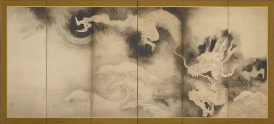 Dragões e Nuvens, período Momoyama ou Edo, 1590-1640.