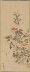 Peônias e lírios, período Momoyama ou Edo, 1568-1615.