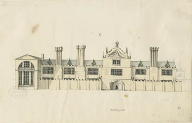 Blithfield Hall: desenho a caneta colorida, sd [18º cent] (desenho)