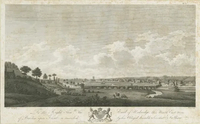 Ponte e cidade de Burton-upon-Trent: gravura, 1779