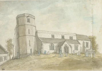 Igreja de Dilhorne: pintura em aquarela, sd [1762-1802] (pintura)