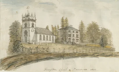 Igreja de Haughton: pintura a cores da água, 1801