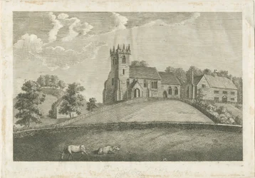 Sandon Church and Parsonage: engraving, nd [1797] (impressão)