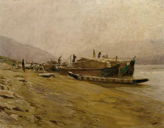 Rebocadores do Danúbio perto de Spitz