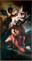 São Jerônimo flagelo pelos anjos Pintura por Stefano Maria Legnani (il Legnanino) (1660-1715) Genes, Chiesa San Girolamo